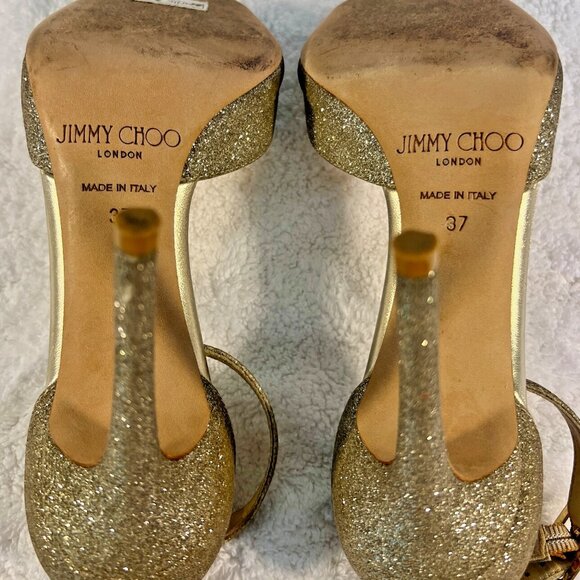 Jimmy Choo Annie 85 Glitter Sandals - Picture 7 of 9